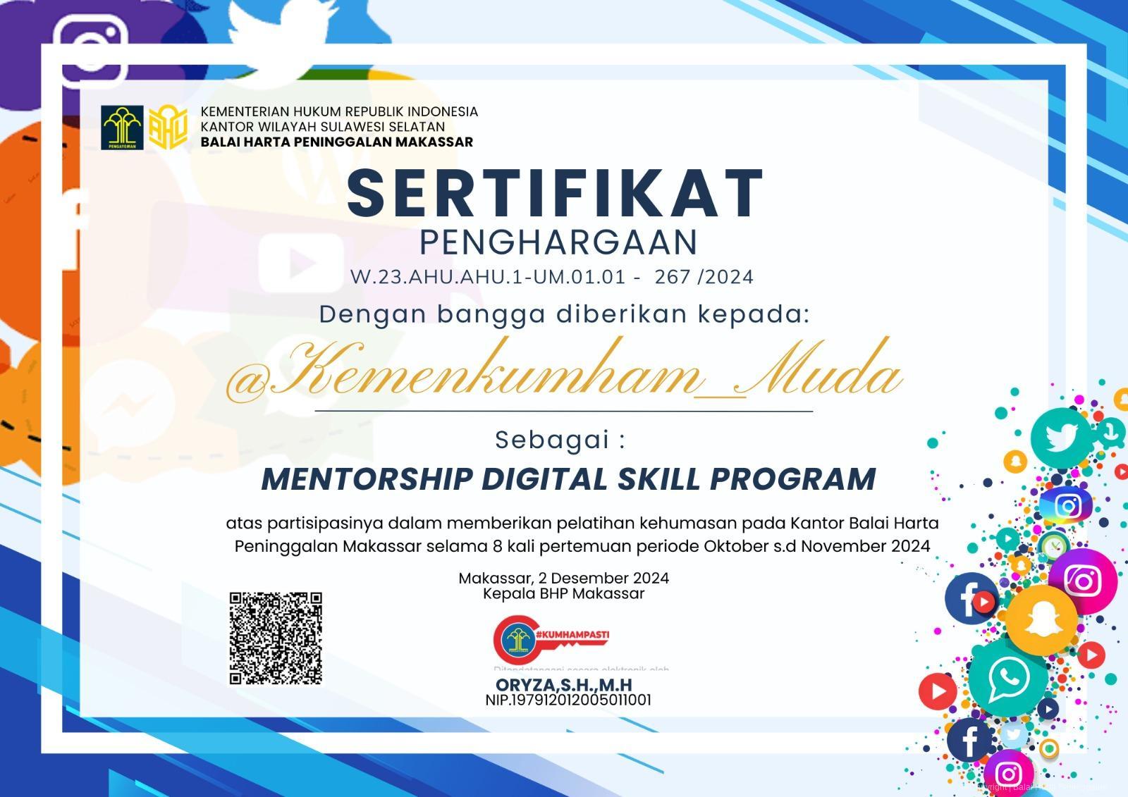 Sertifikat kemenkumham muda